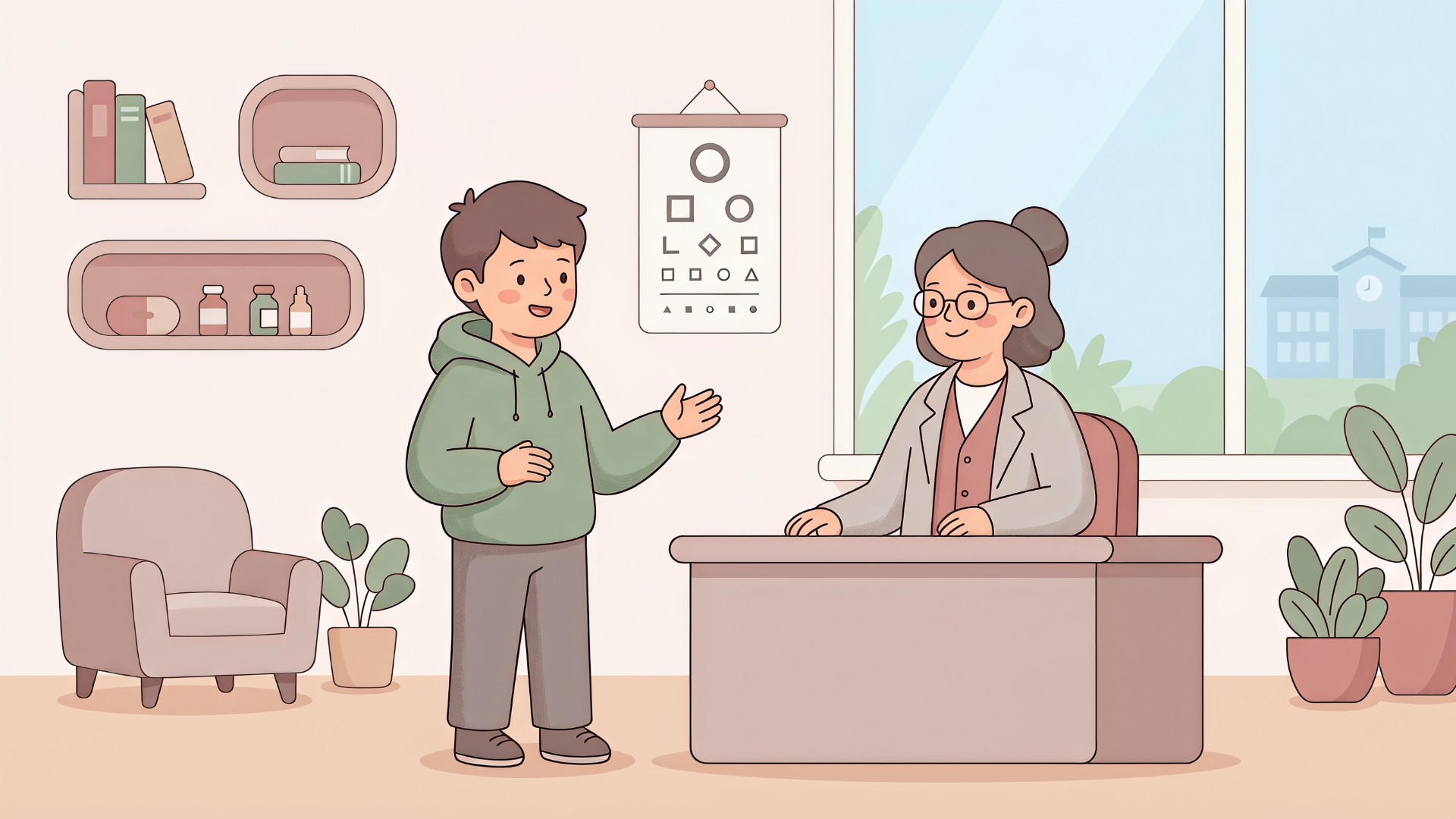 在校园保健室看病